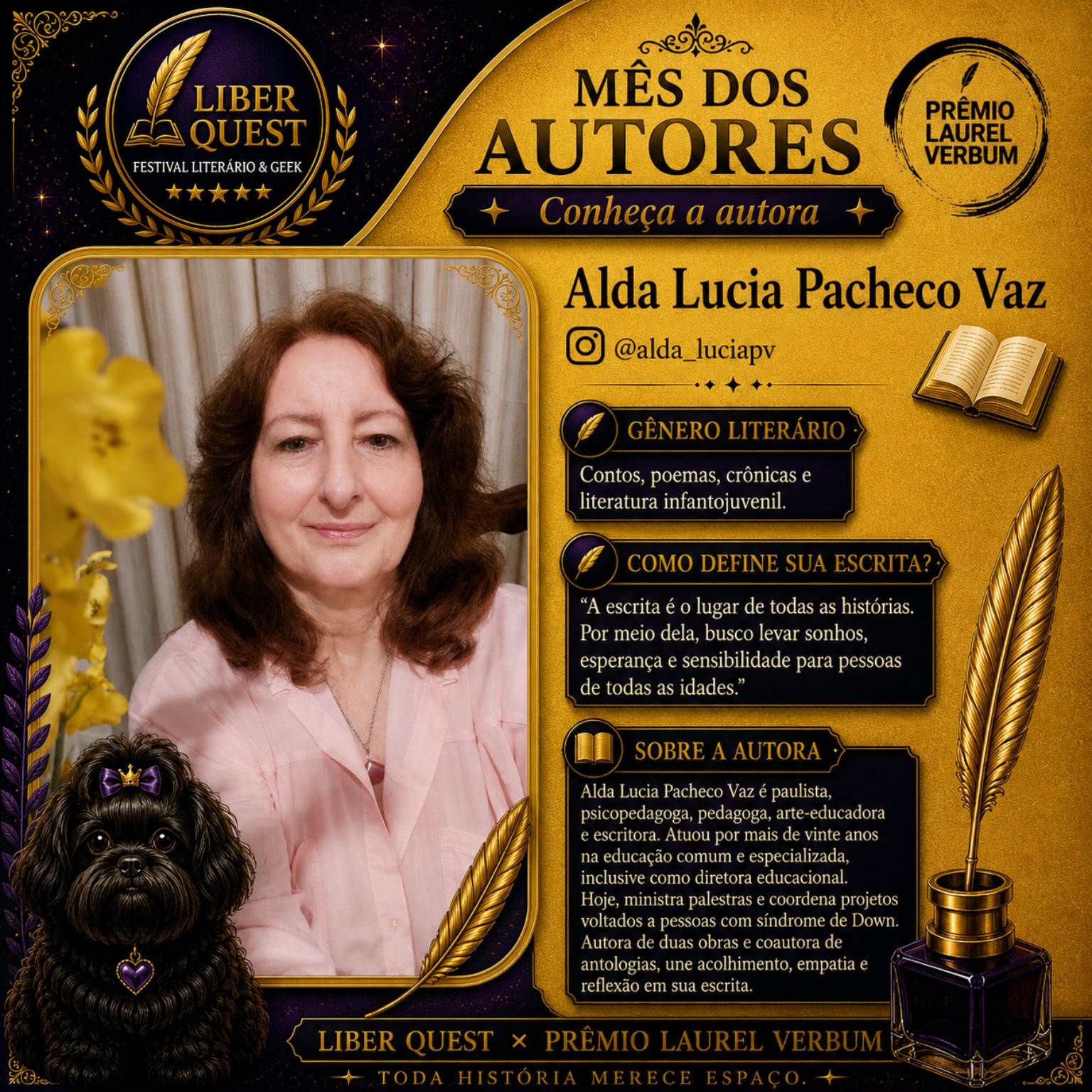Arte do Mês do Autor dedicada a Alda Lucia Pacheco Vaz