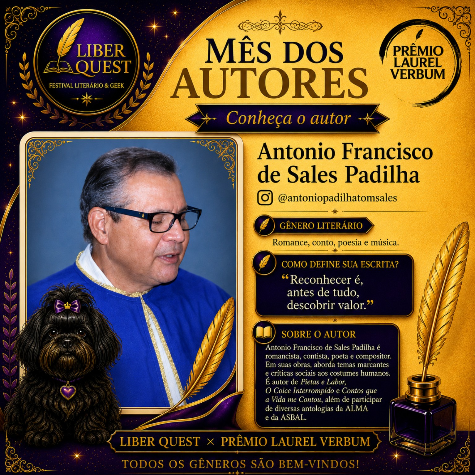 Arte do Mês do Autor dedicada a Antonio Francisco de Sales Padilha