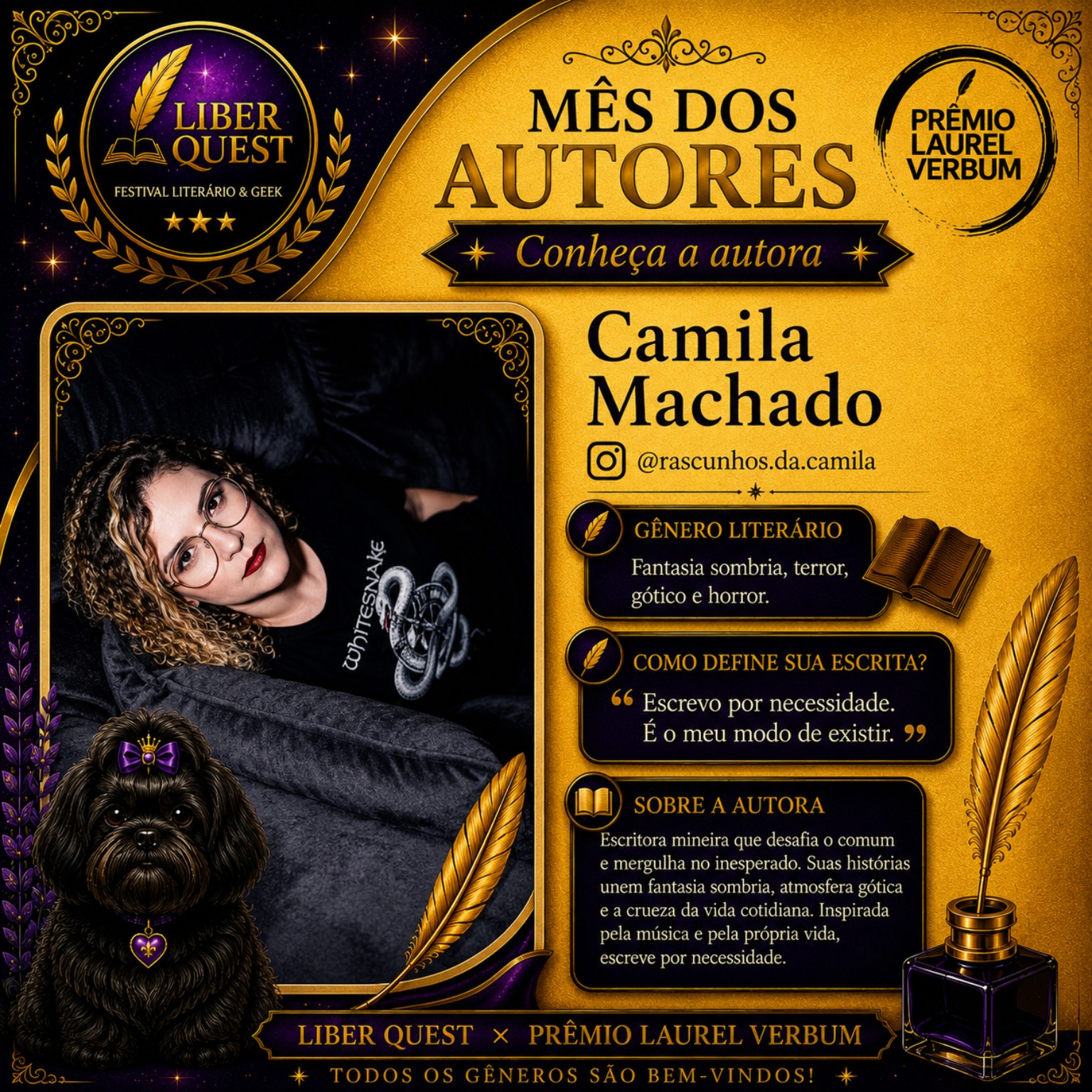 Arte do Mês do Autor dedicada a Camila Machado