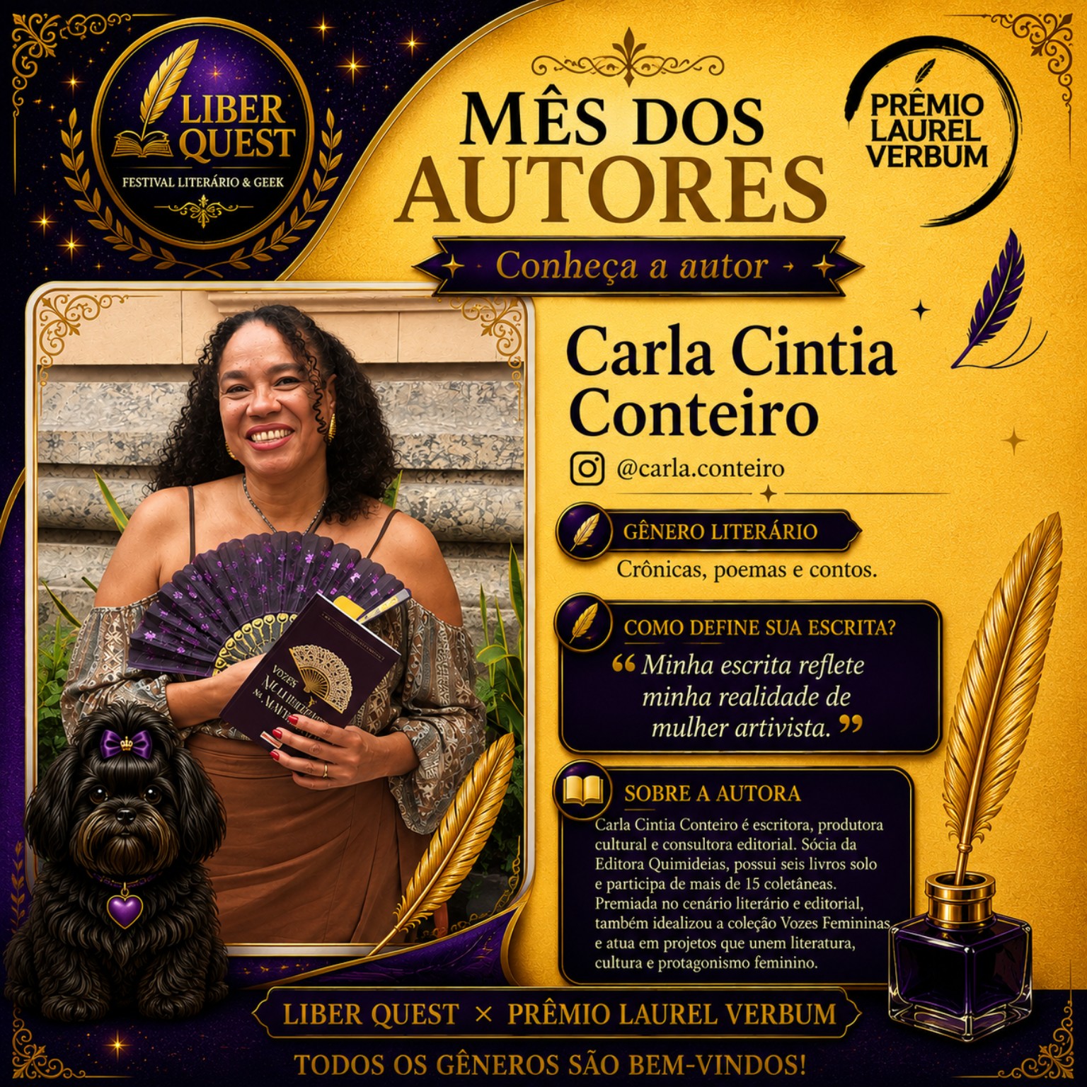 Arte do Mês do Autor dedicada a Carla Cintia Conteiro