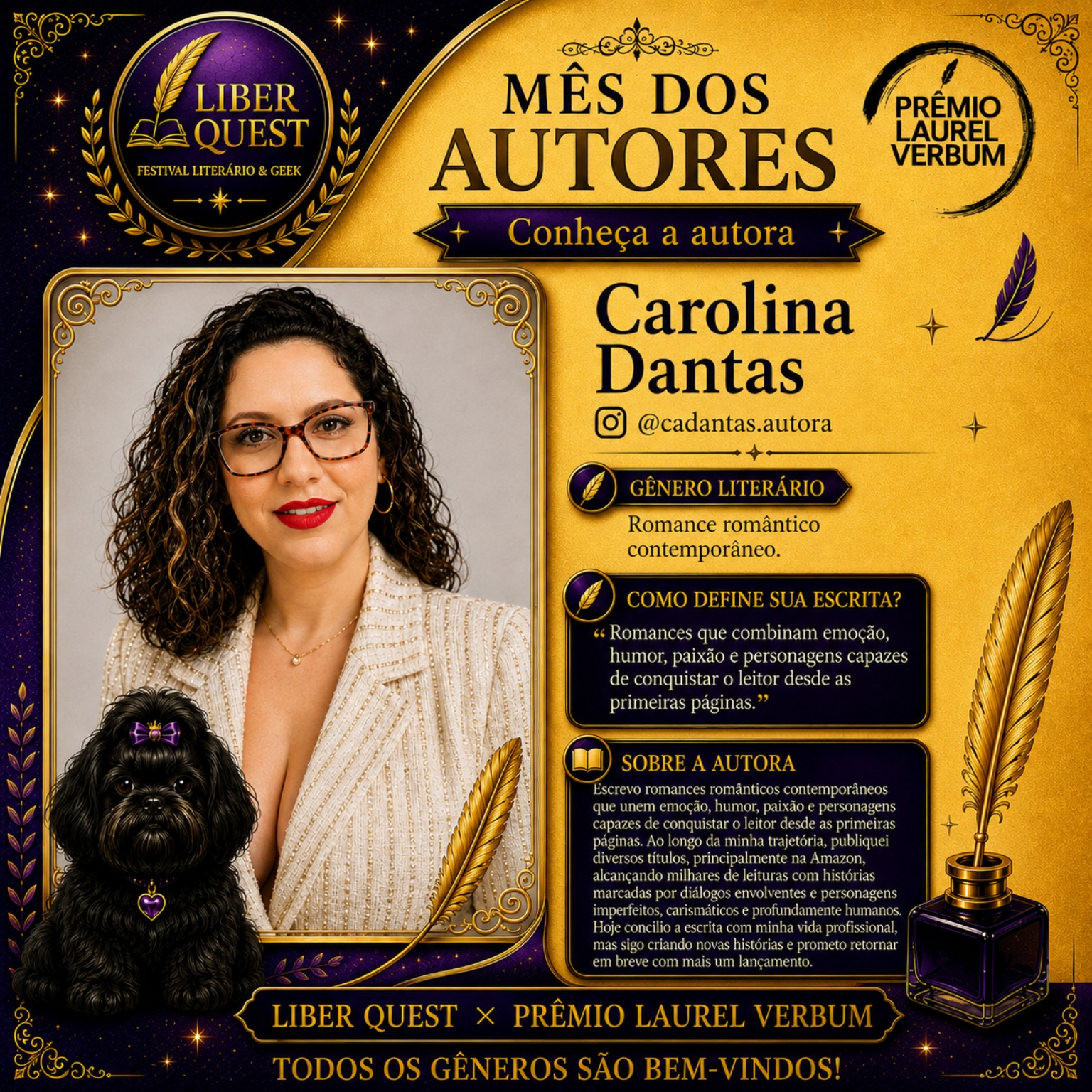 Arte do Mês do Autor dedicada a Carolina Dantas