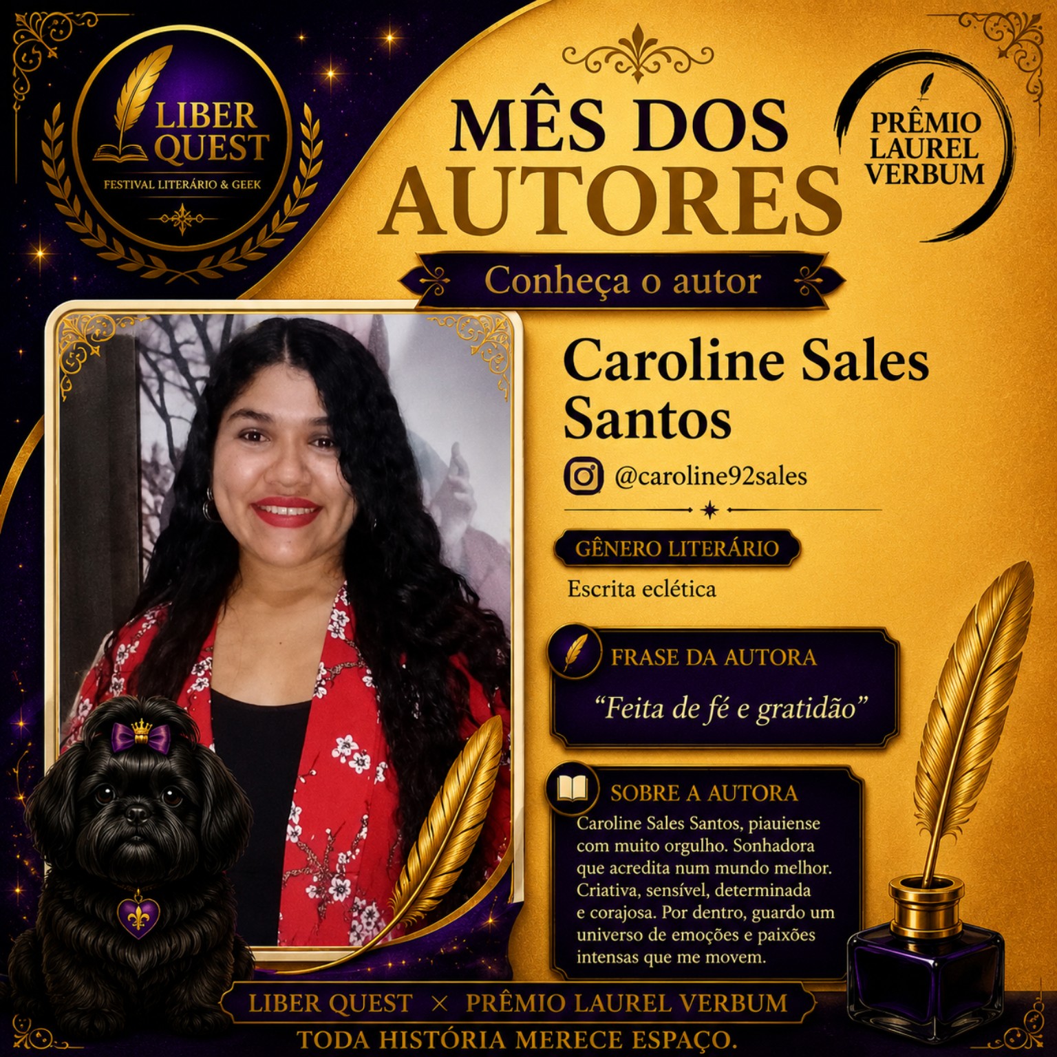Arte do Mês do Autor dedicada a Caroline Sales Santos