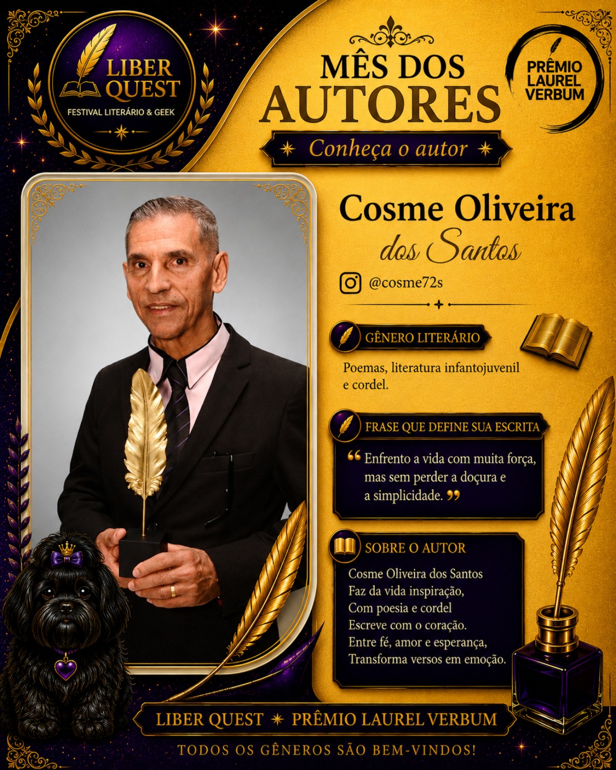 Arte do Mês do Autor dedicada a Cosme Oliveira dos Santos