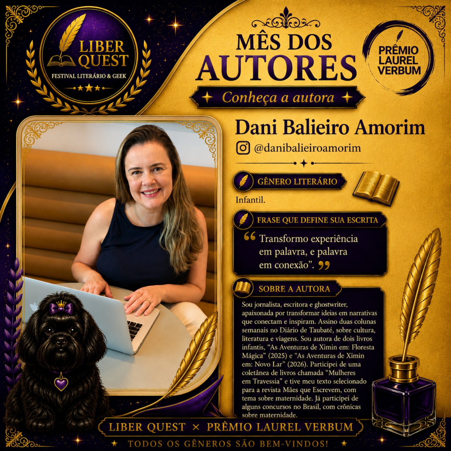 Arte do Mês do Autor dedicada a Dani Balieiro Amorim