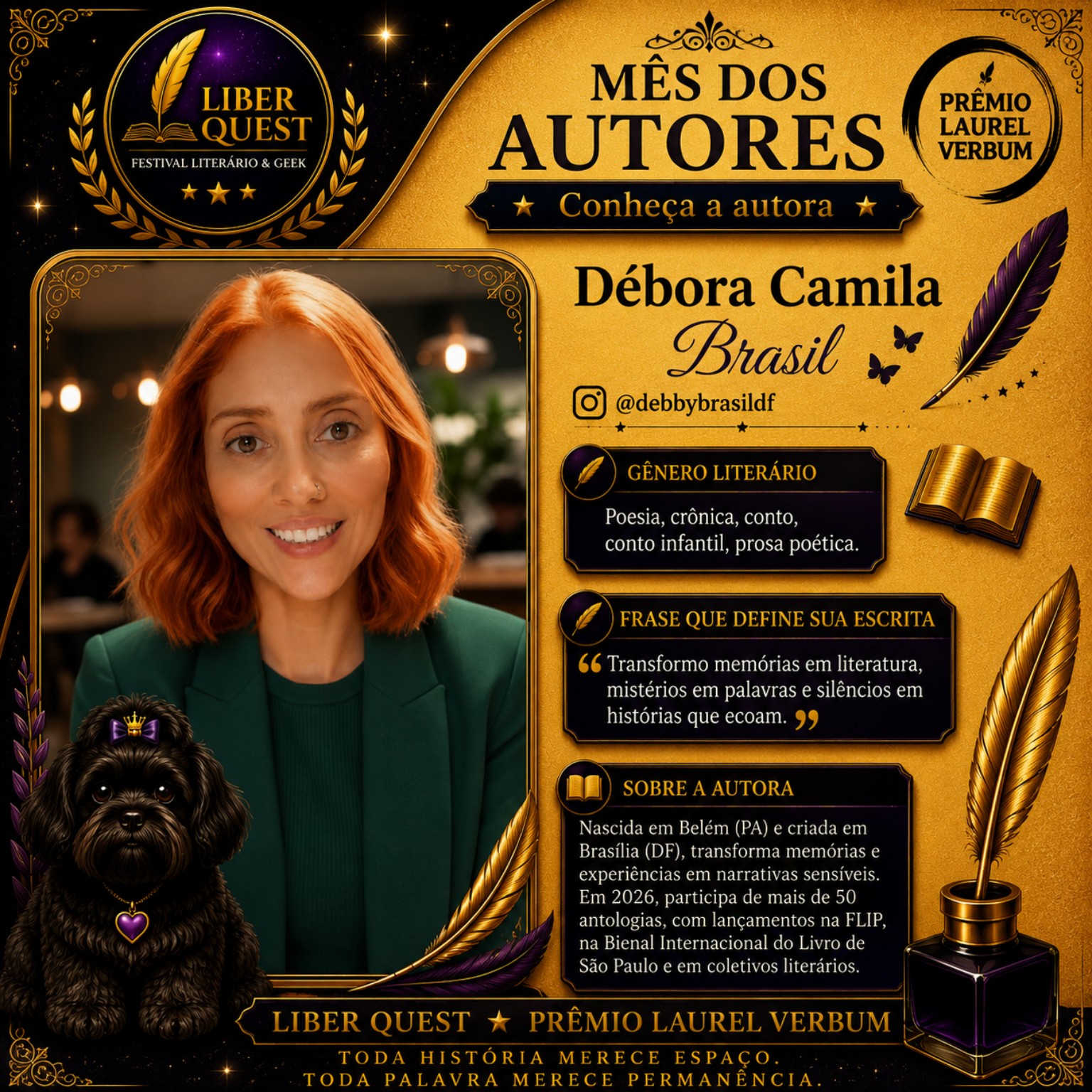 Arte do Mês do Autor dedicada a Débora Camila Brasil
