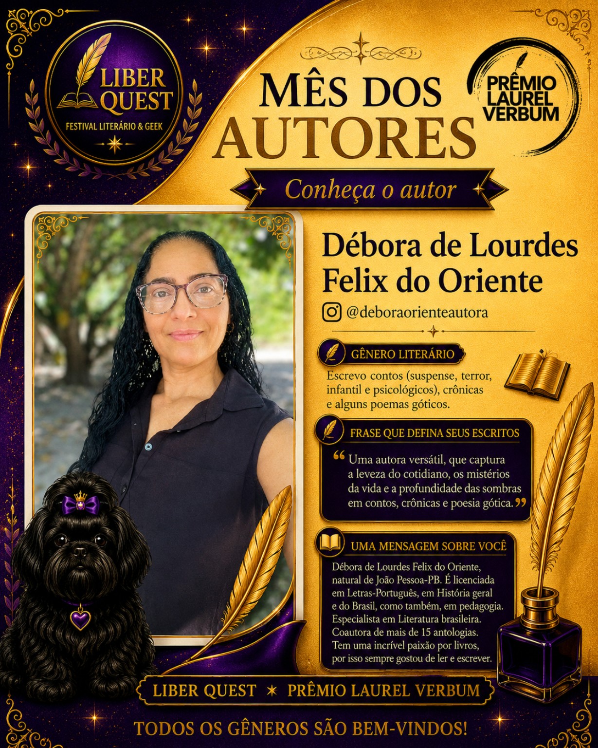 Arte do Mês do Autor dedicada a Débora de Lourdes Felix do Oriente