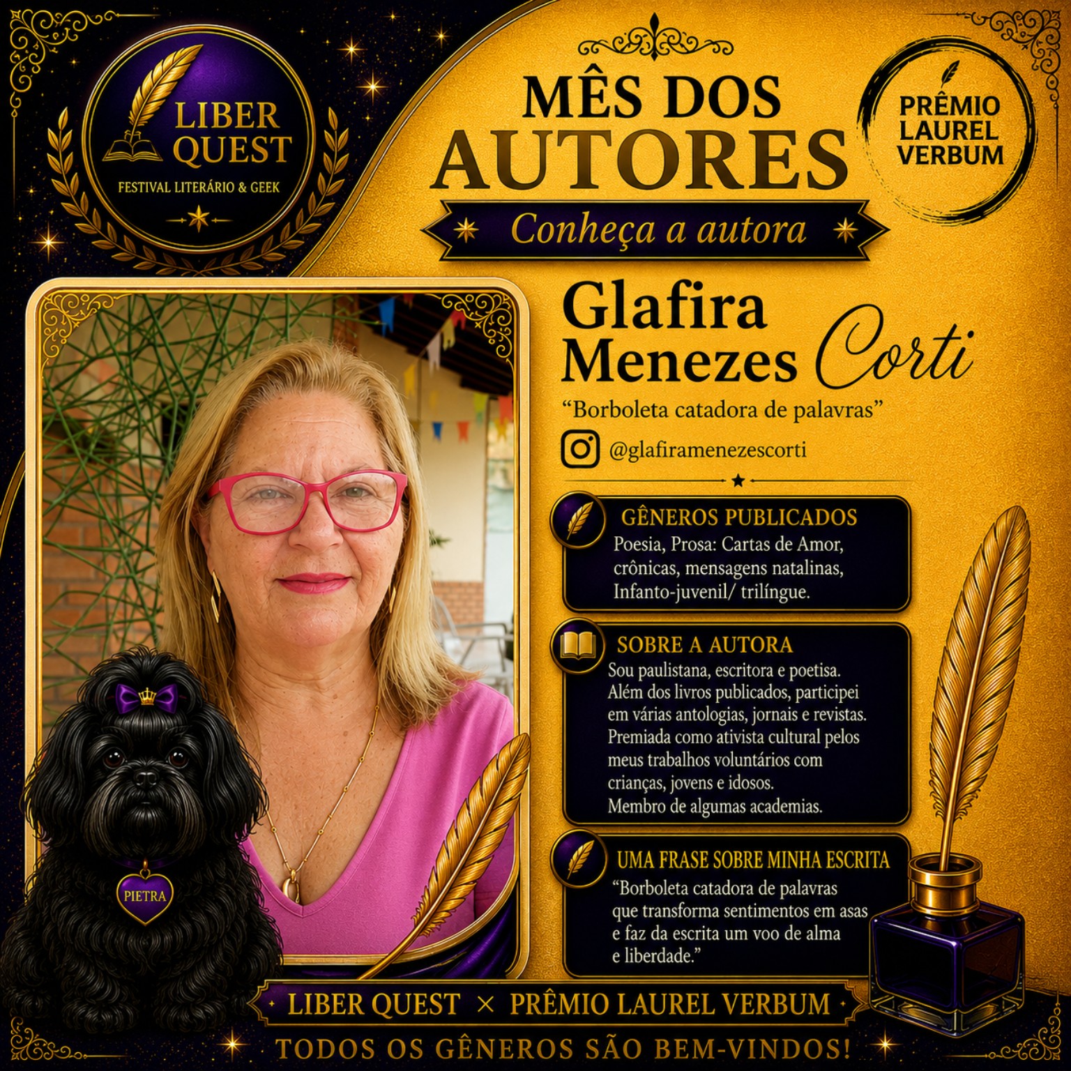 Arte do Mês do Autor dedicada a Glafira Menezes Corti