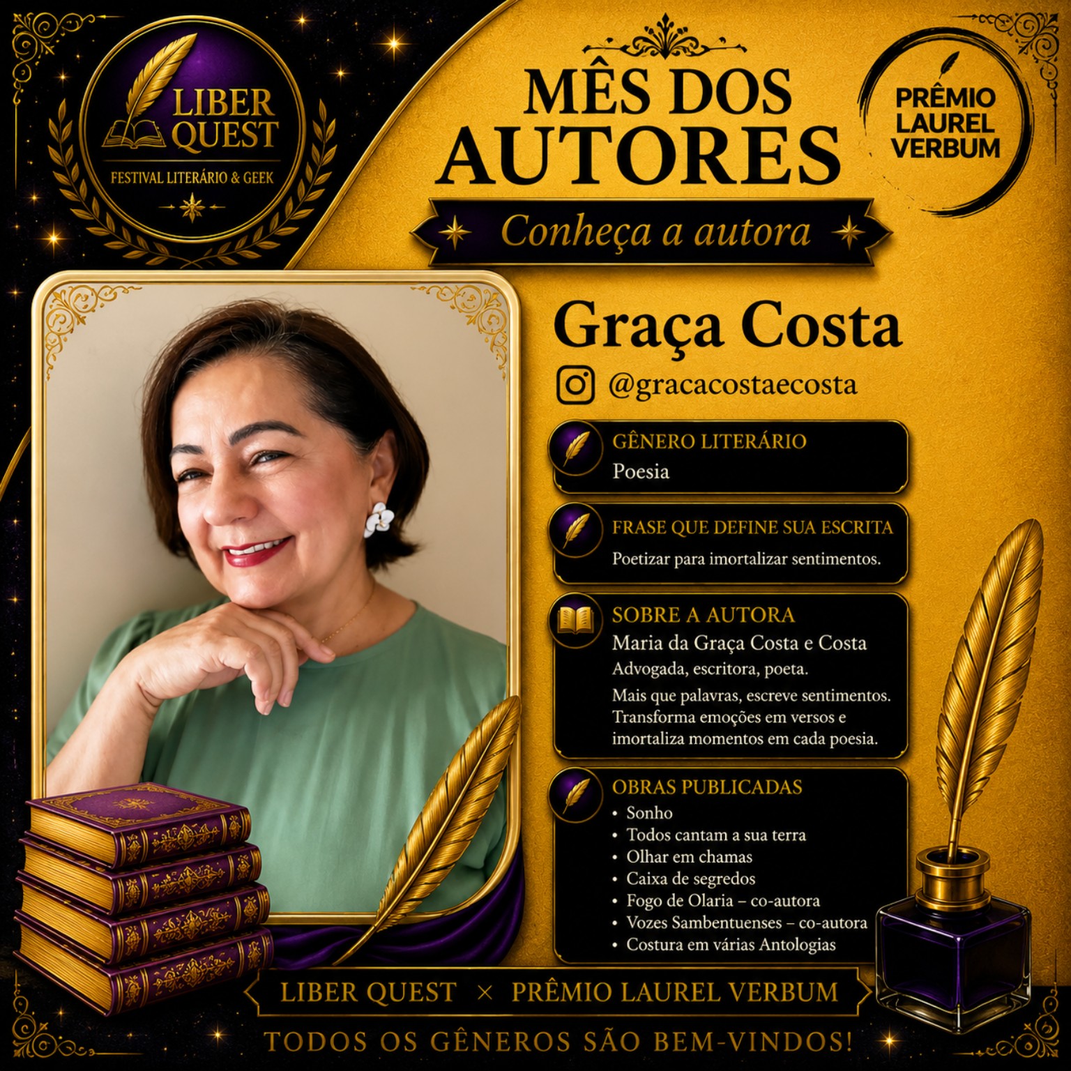 Arte do Mês do Autor dedicada a Graça Costa