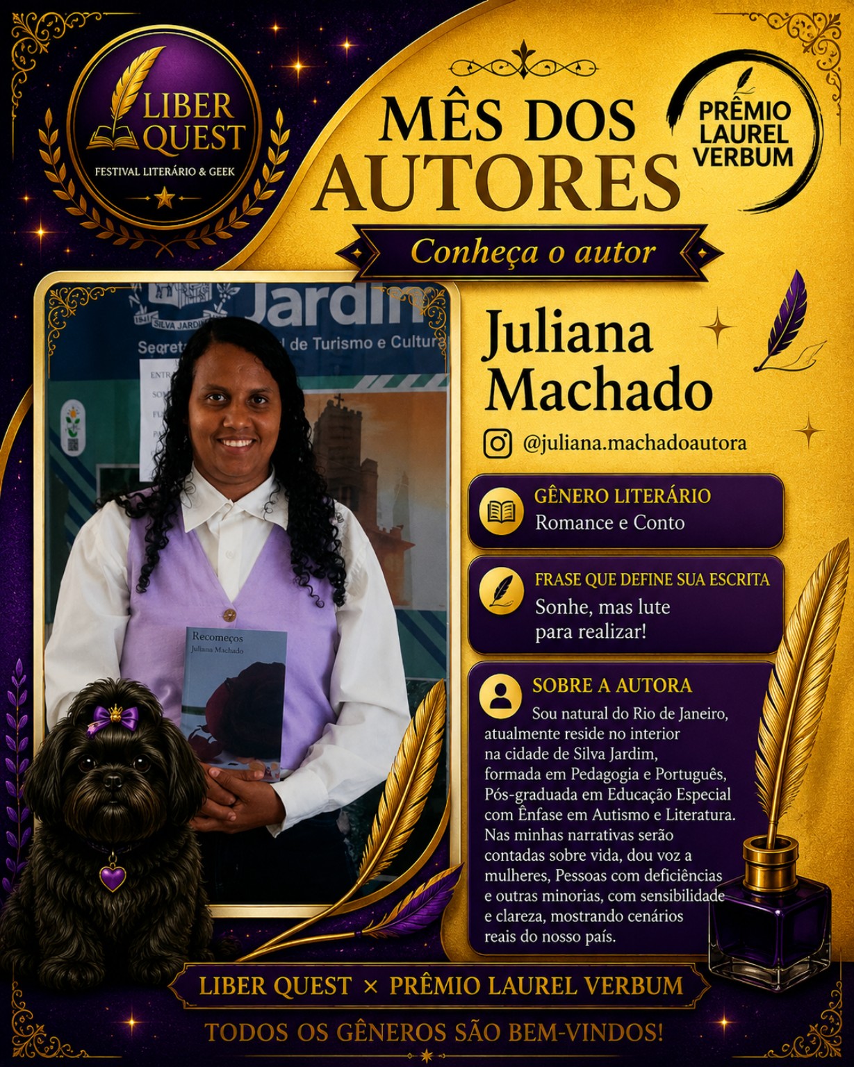 Arte do Mês do Autor dedicada a Juliana Machado