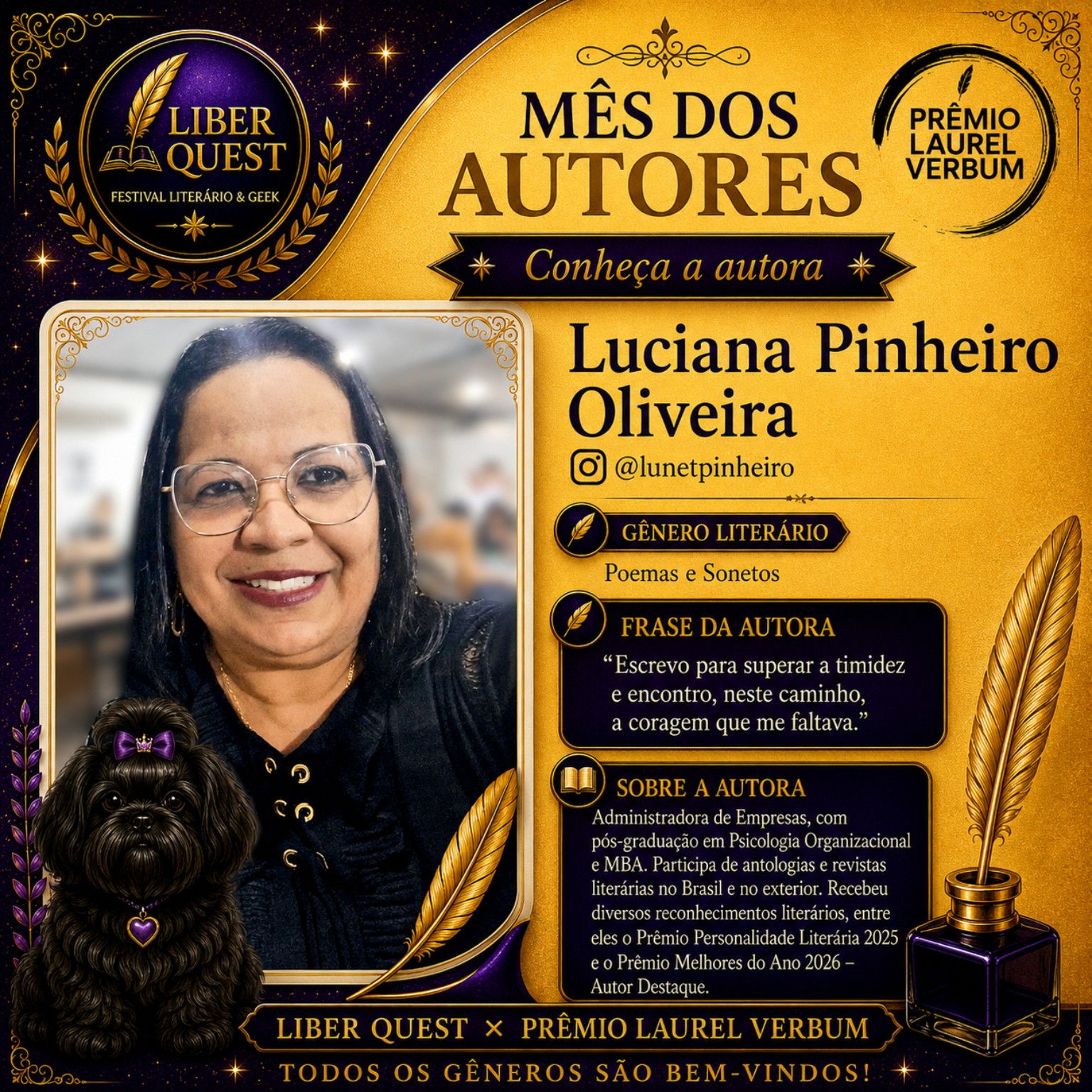 Arte do Mês do Autor dedicada a Luciana Pinheiro Oliveira