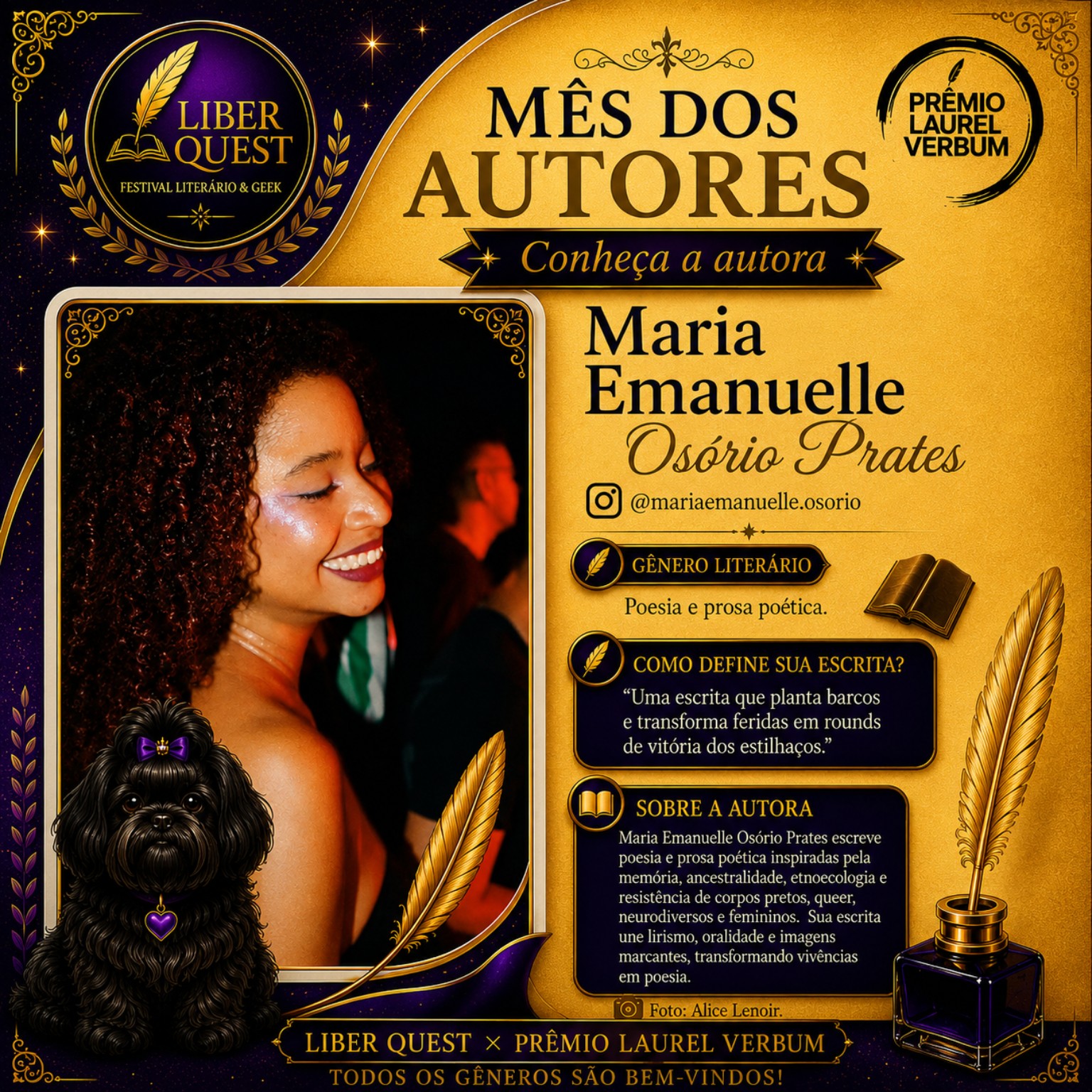 Arte do Mês do Autor dedicada a Maria Emanuelle Osório Prates