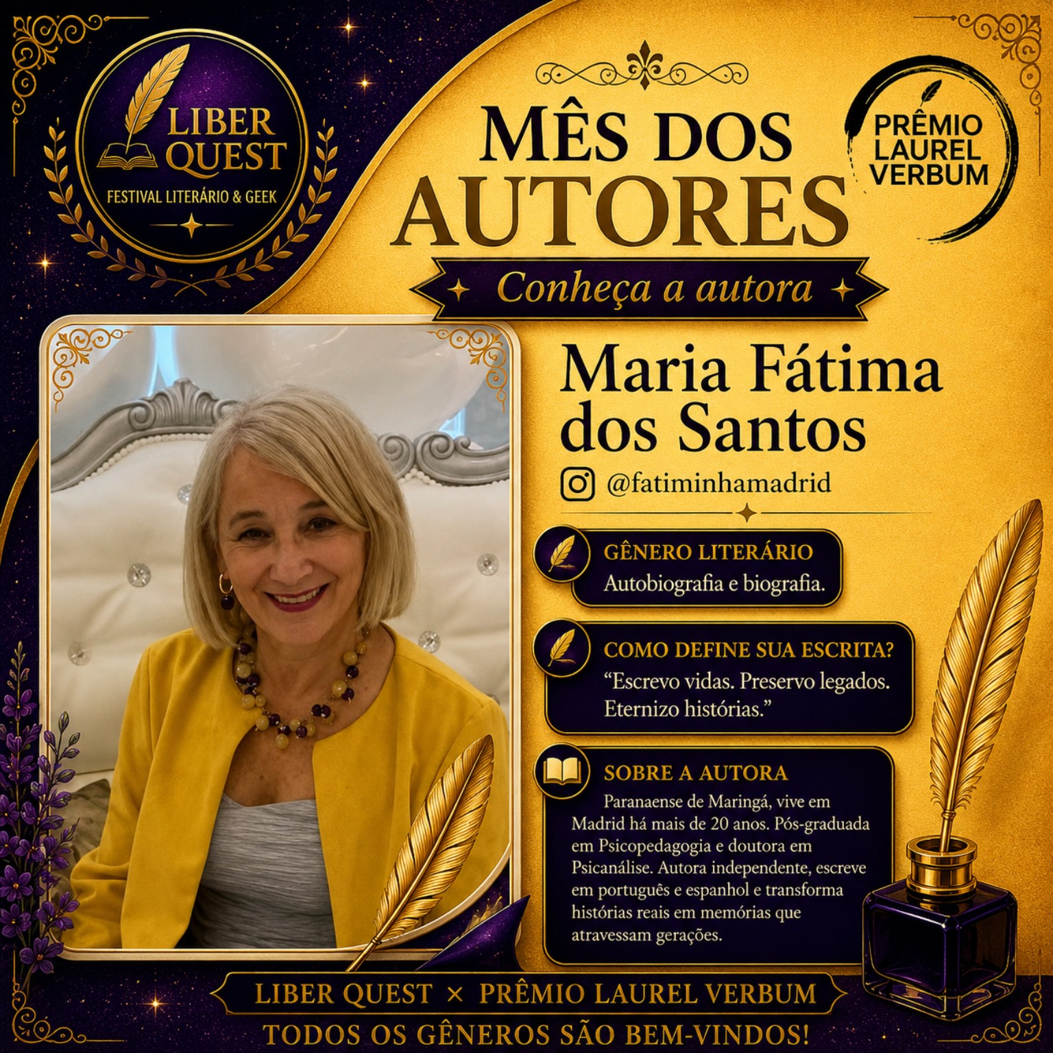 Arte do Mês do Autor dedicada a Maria Fátima dos Santos