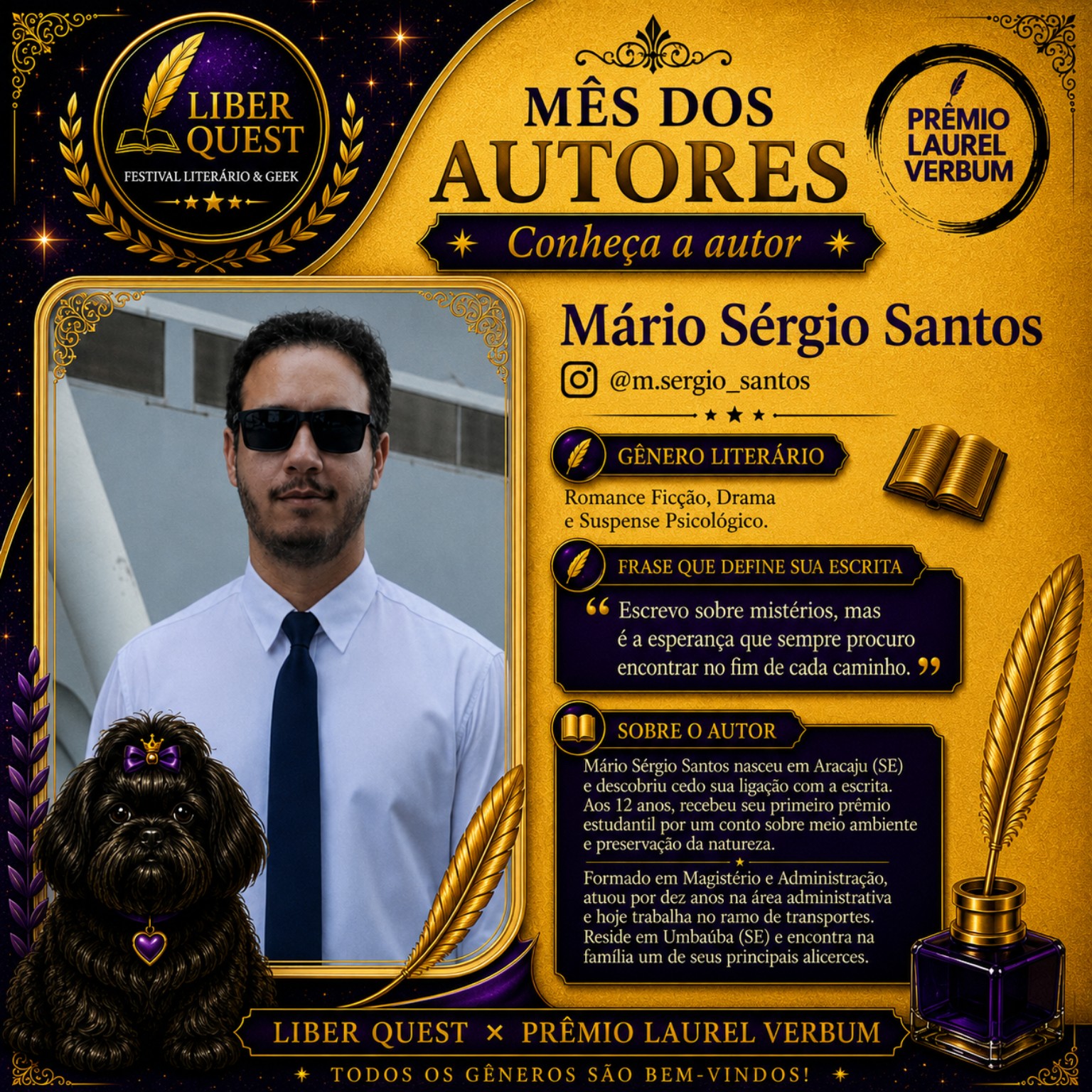 Arte do Mês do Autor dedicada a Mário Sérgio Santos