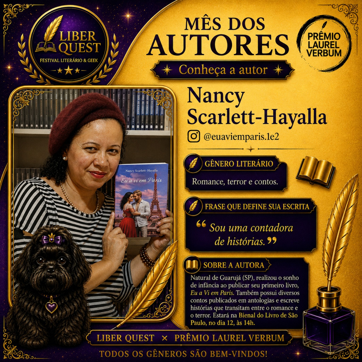Arte do Mês do Autor dedicada a Nancy Scarlett-Hayalla