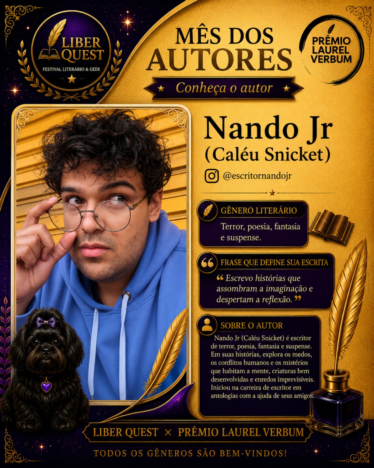 Arte do Mês do Autor dedicada a Nando Jr (Caléu Snicket)