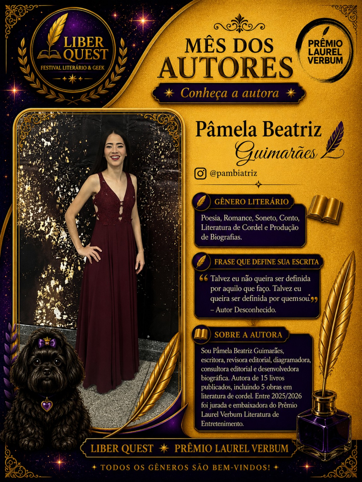 Arte do Mês do Autor dedicada a Pâmela Beatriz Guimarães