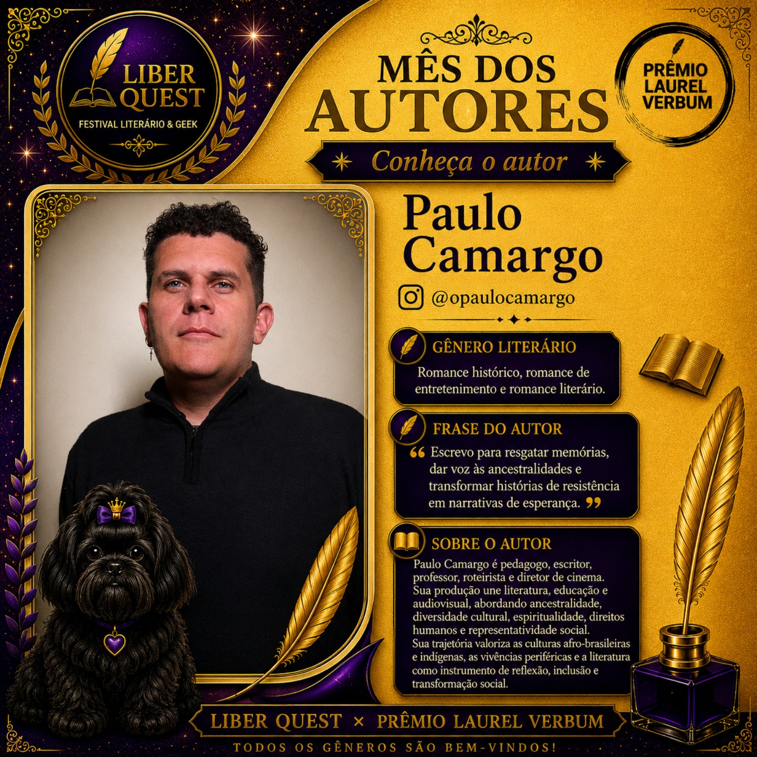 Arte do Mês do Autor dedicada a Paulo Camargo