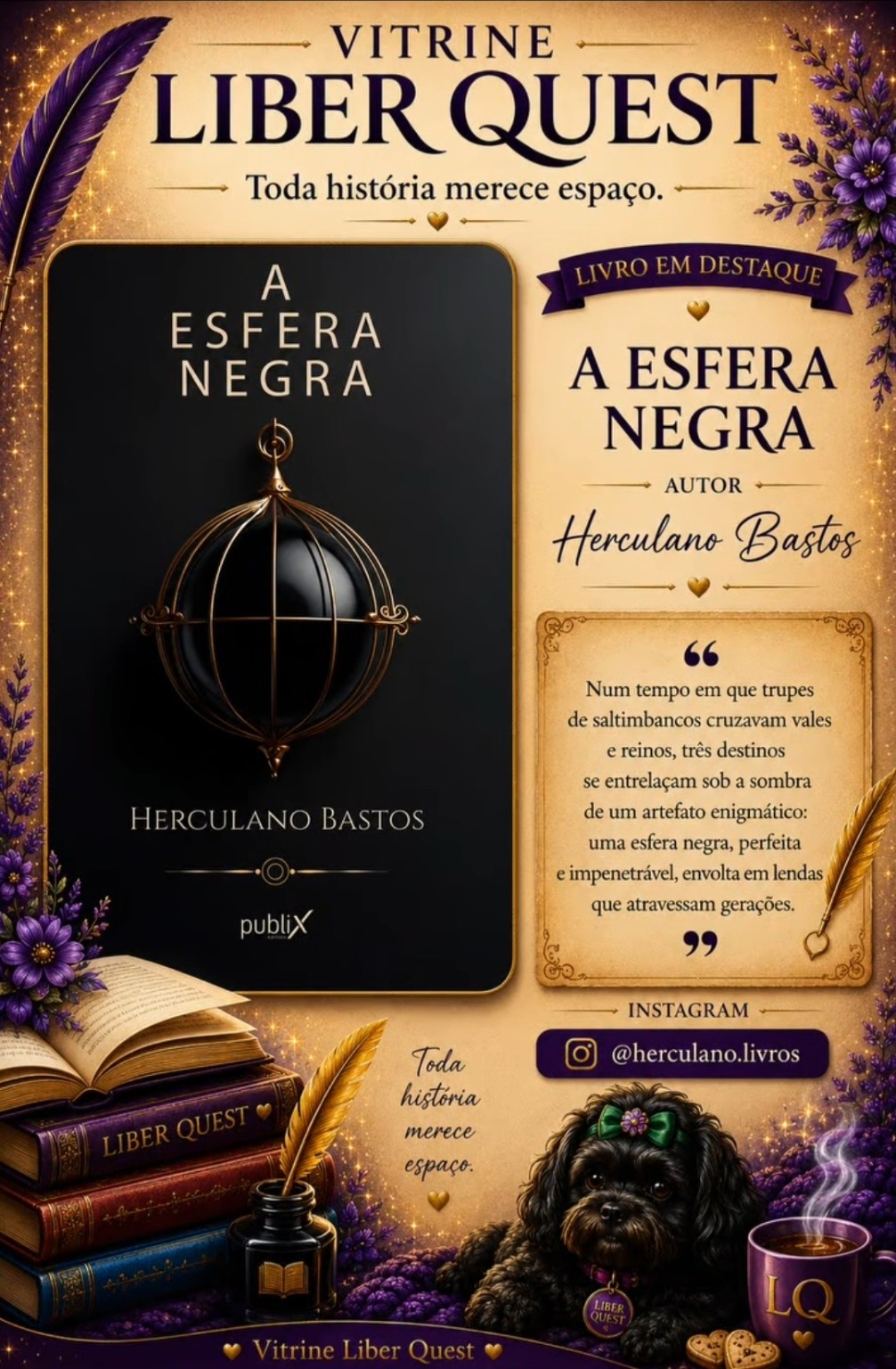 Card da Vitrine Liber Quest para A Esfera Negra, de Herculano Bastos