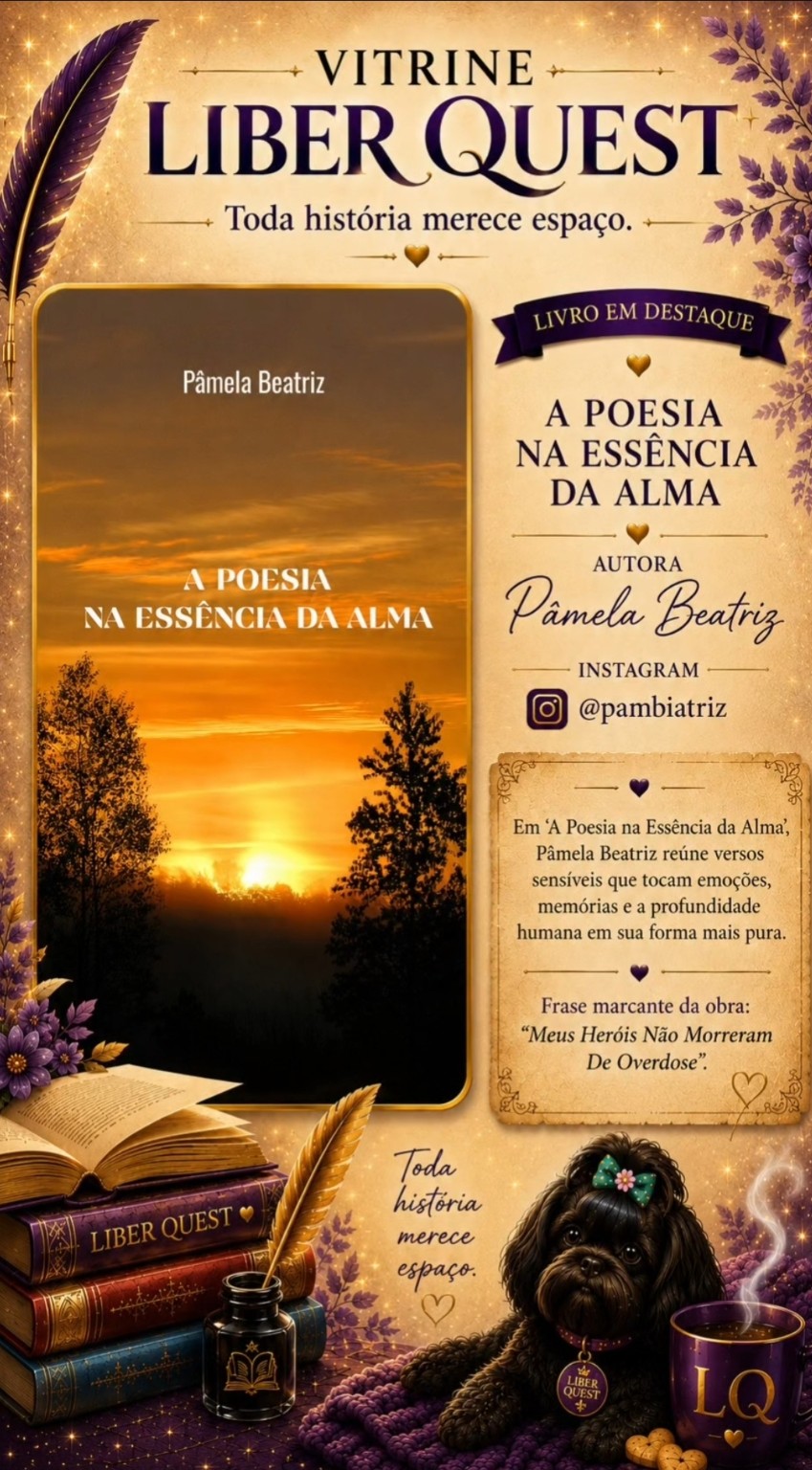 Card da Vitrine Liber Quest para A Poesia na Essência da Alma, de Pâmela Beatriz