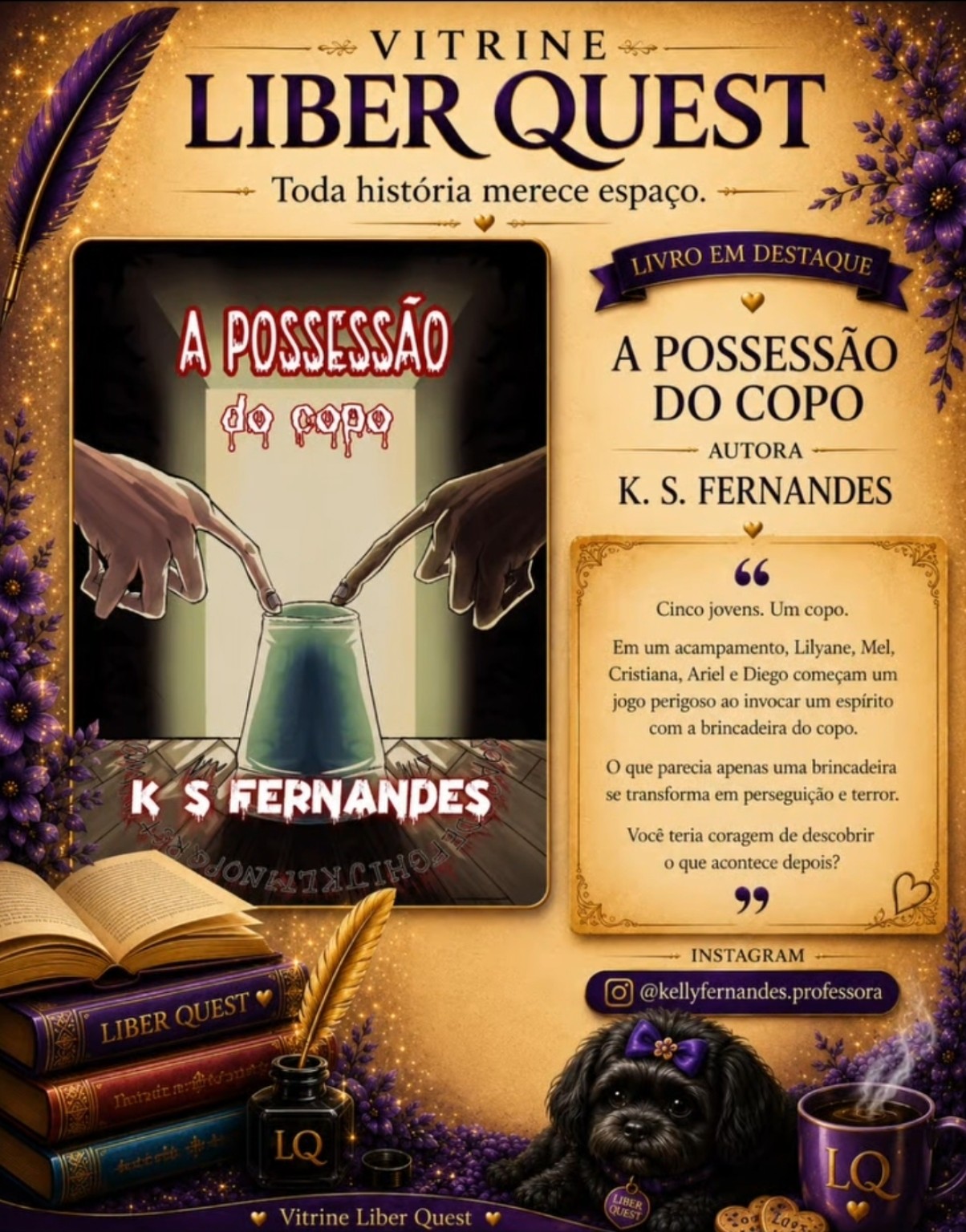 Card da Vitrine Liber Quest para A Possessão do Copo, de K. S. Fernandes