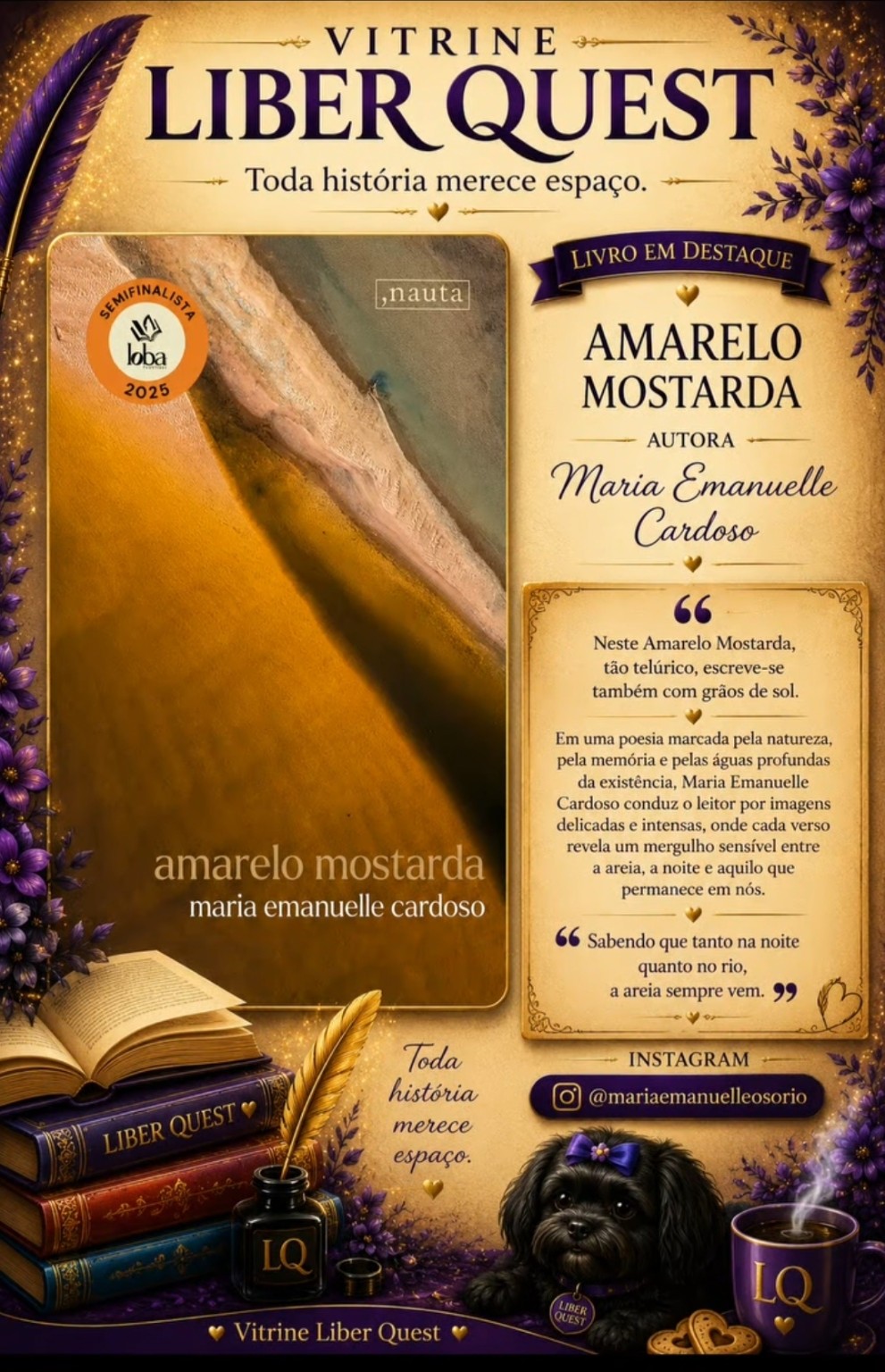 Card da Vitrine Liber Quest para Amarelo Mostarda, de Maria Emanuelle Cardoso