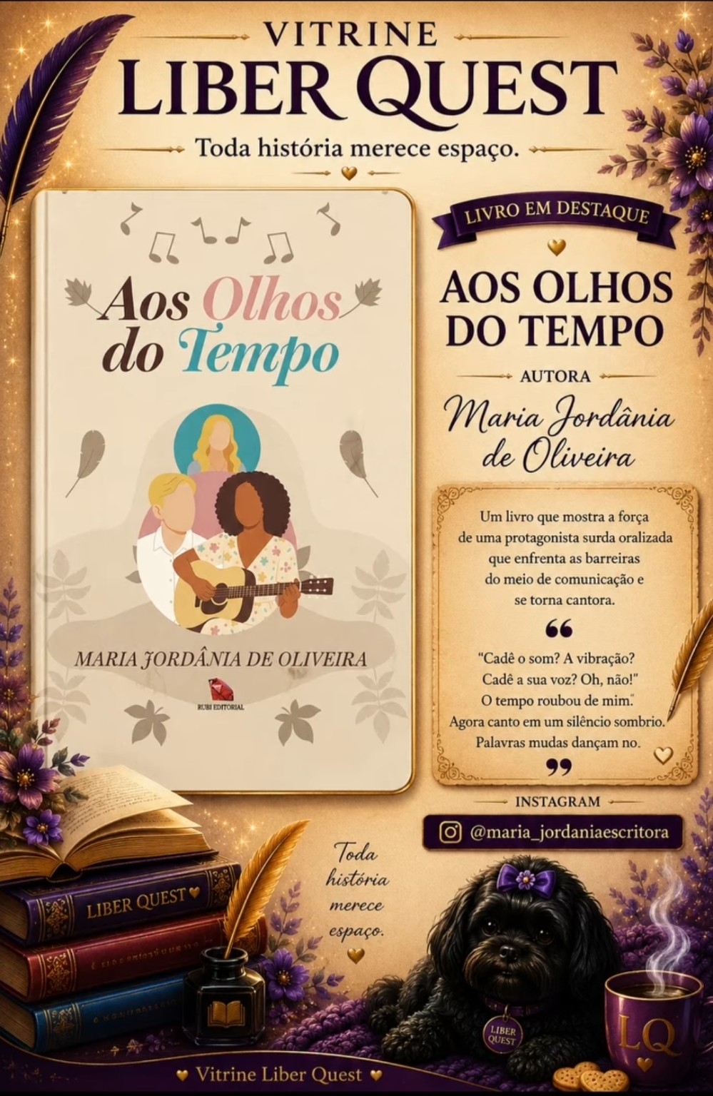 Card da Vitrine Liber Quest para Aos Olhos do Tempo, de Maria Jordânia de Oliveira