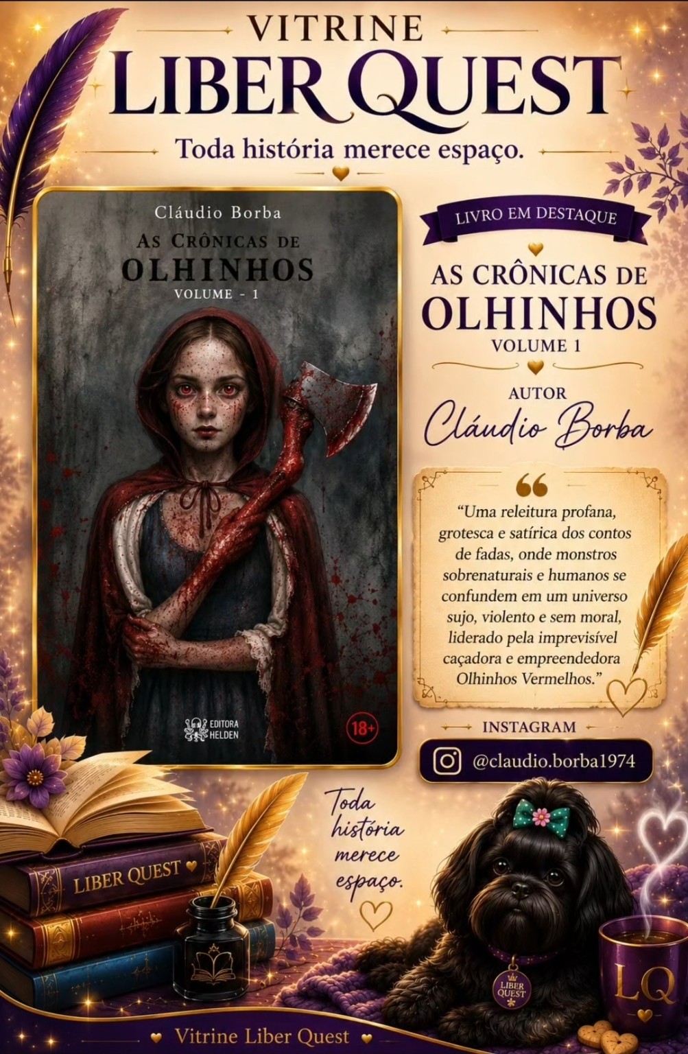 Card da Vitrine Liber Quest para As Crônicas de Olhinhos Volume 1, de Cláudio Borba