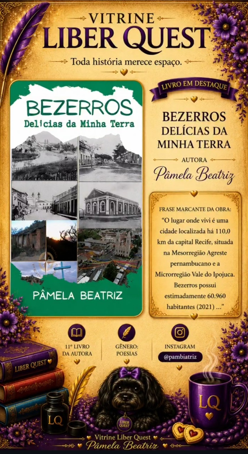 Card da Vitrine Liber Quest para Bezerros Delícias da Minha Terra, de Pâmela Beatriz