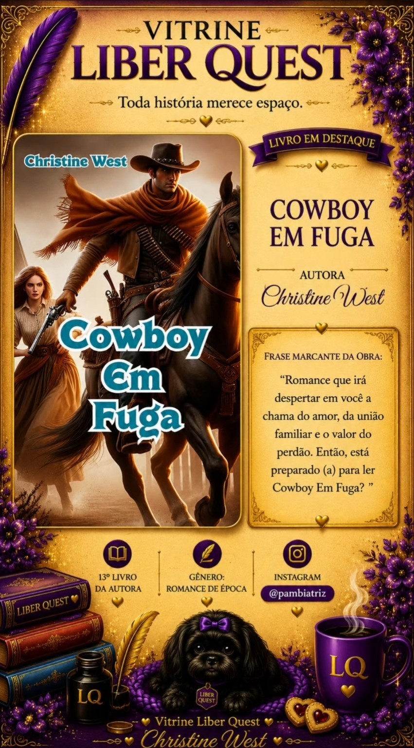Card da Vitrine Liber Quest para Cowboy em Fuga, de Christine West