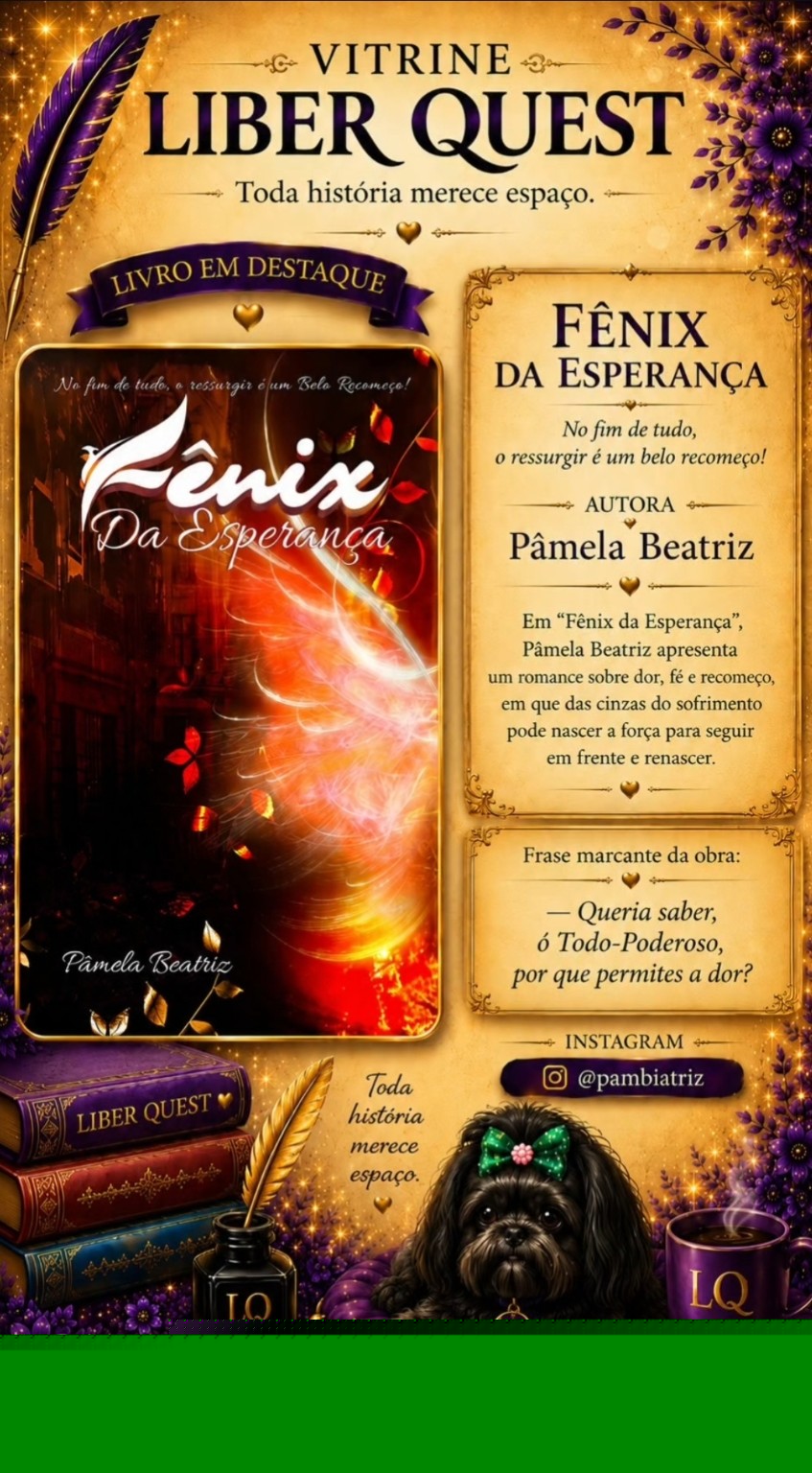 Card da Vitrine Liber Quest para Fênix da Esperança, de Pâmela Beatriz