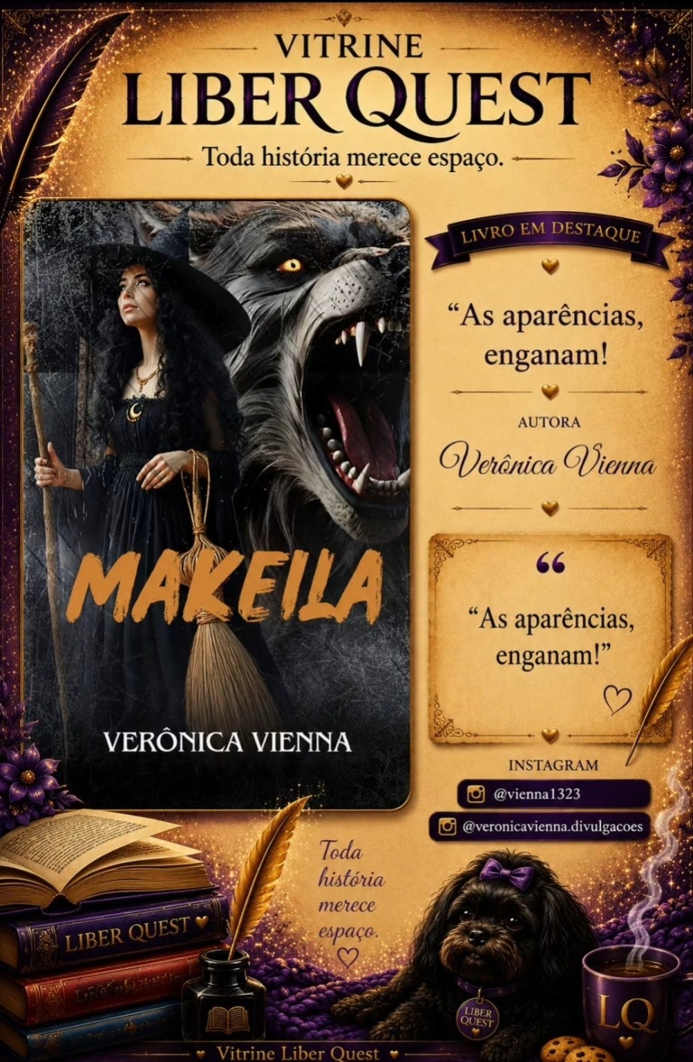 Card da Vitrine Liber Quest para Makeila, de Verônica Vienna