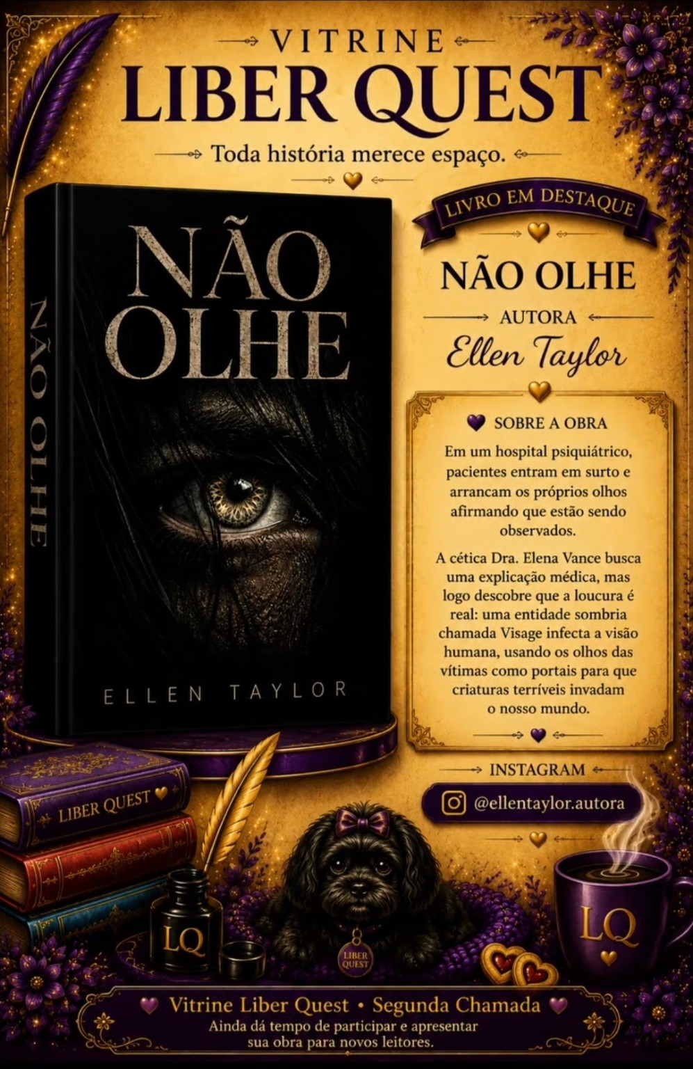 Card da Vitrine Liber Quest para Não Olhe, de Ellen T. Raven