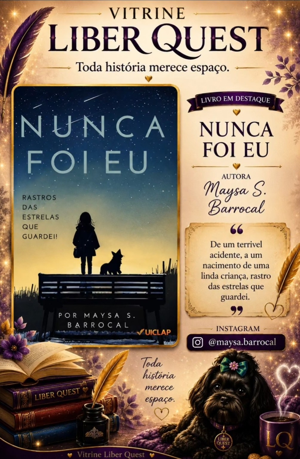 Card da Vitrine Liber Quest para Nunca Foi Eu, de Maysa S. Barrocal