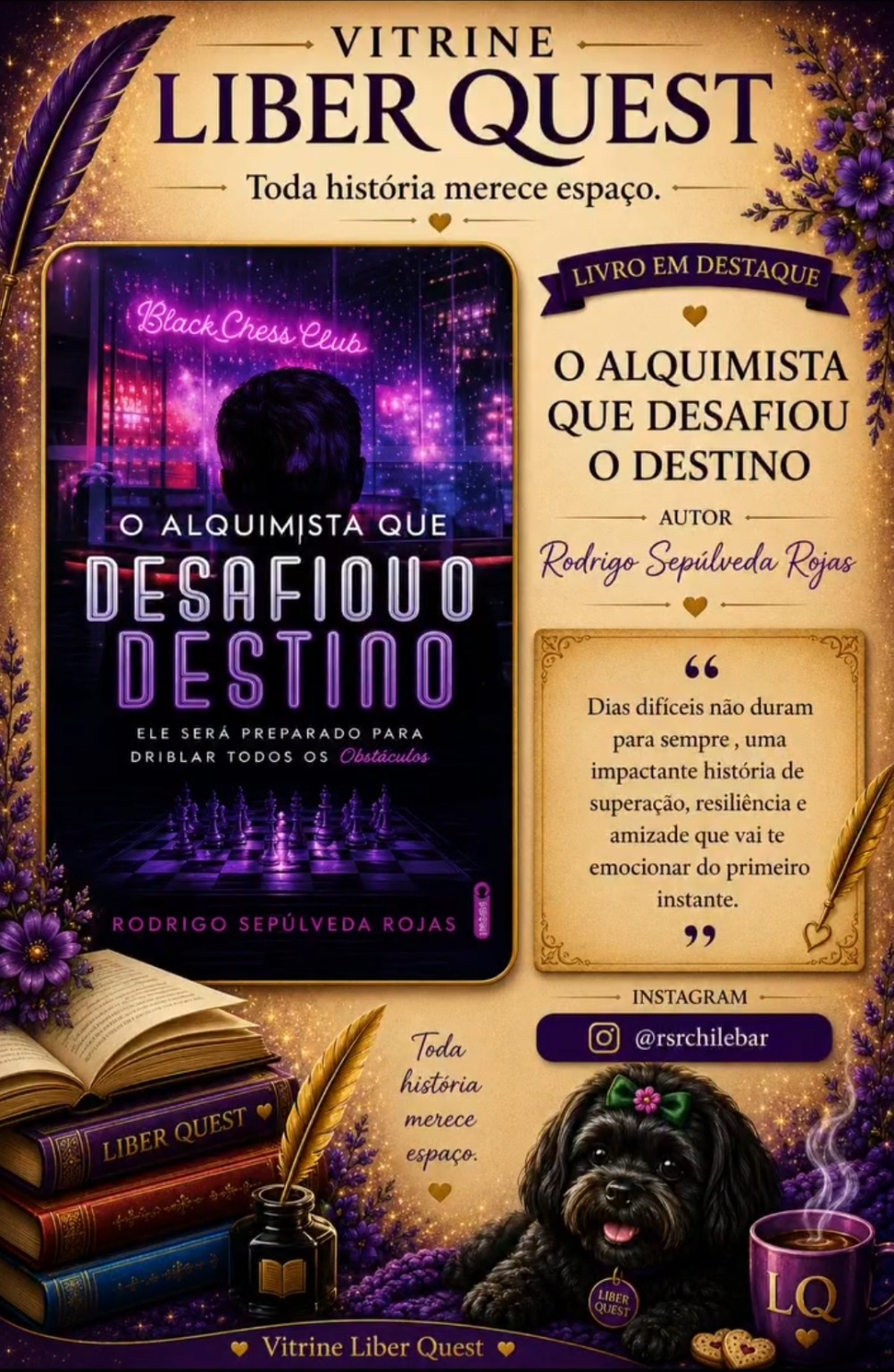Card da Vitrine Liber Quest para O Alquimista que Desafiou o Destino, de Rodrigo Sepúlveda Rojas