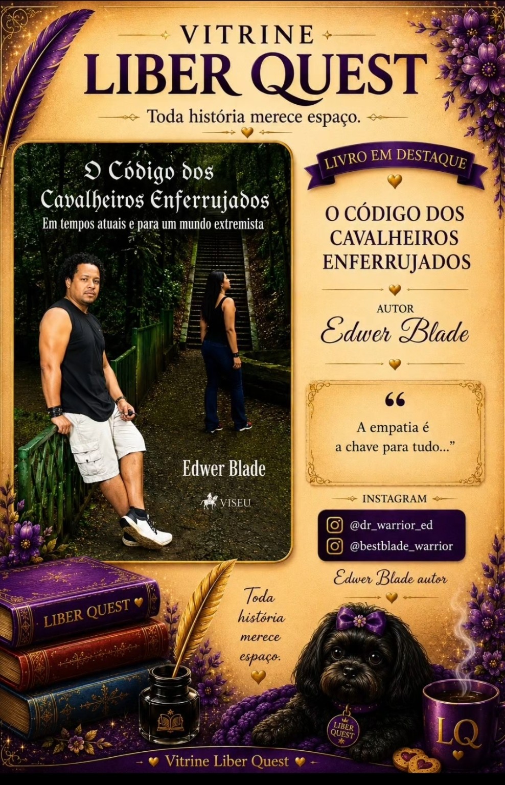 Card da Vitrine Liber Quest para O Código dos Cavalheiros Enferrujados, de Edwer Blade
