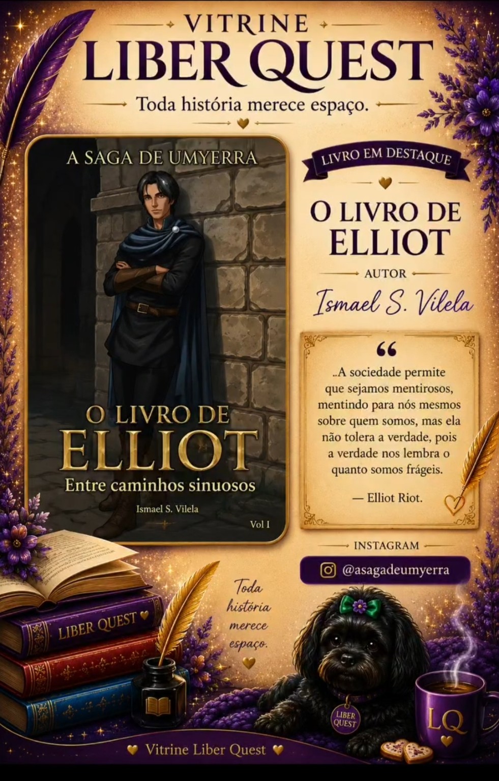 Card da Vitrine Liber Quest para O Livro de Elliot Entre Caminhos Sinuosos, de Ismael S. Vilela