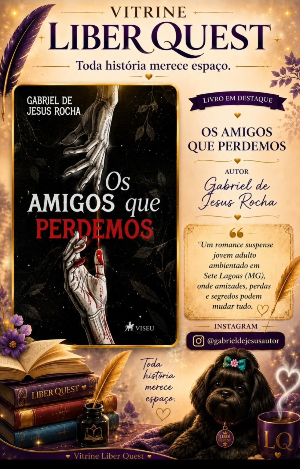 Card da Vitrine Liber Quest para Os Amigos que Perdemos, de Gabriel de Jesus Rocha