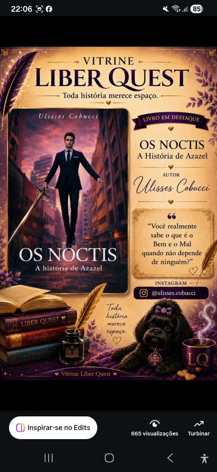 Card da Vitrine Liber Quest para Os Noctis A História de Azazel, de Ulisses Cobucci