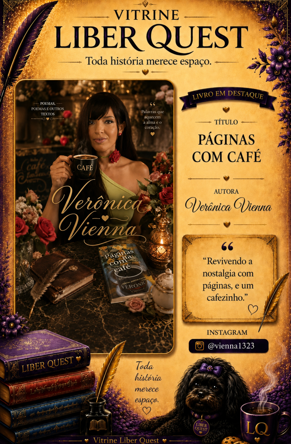 Card da Vitrine Liber Quest para Páginas com Café, de Verônica Vienna, com a capa nova