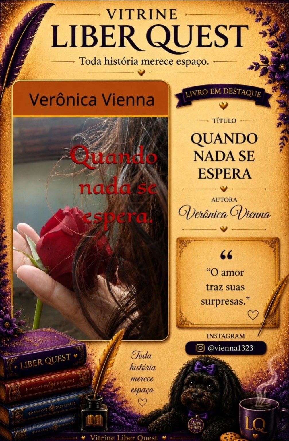 Card da Vitrine Liber Quest para Quando Nada Se Espera, de Verônica Vienna