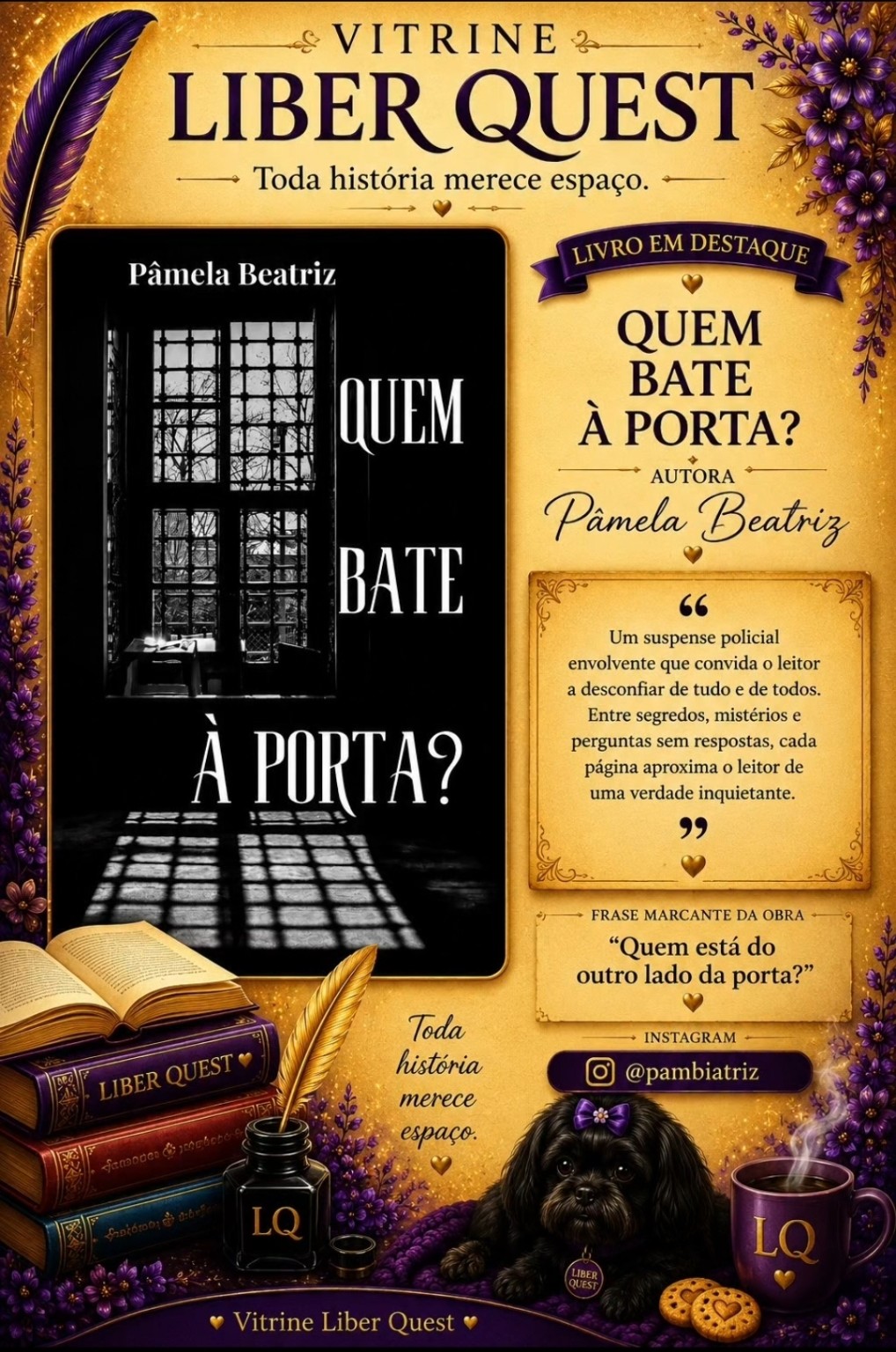 Card da Vitrine Liber Quest para Quem Bate à Porta?, de Pâmela Beatriz