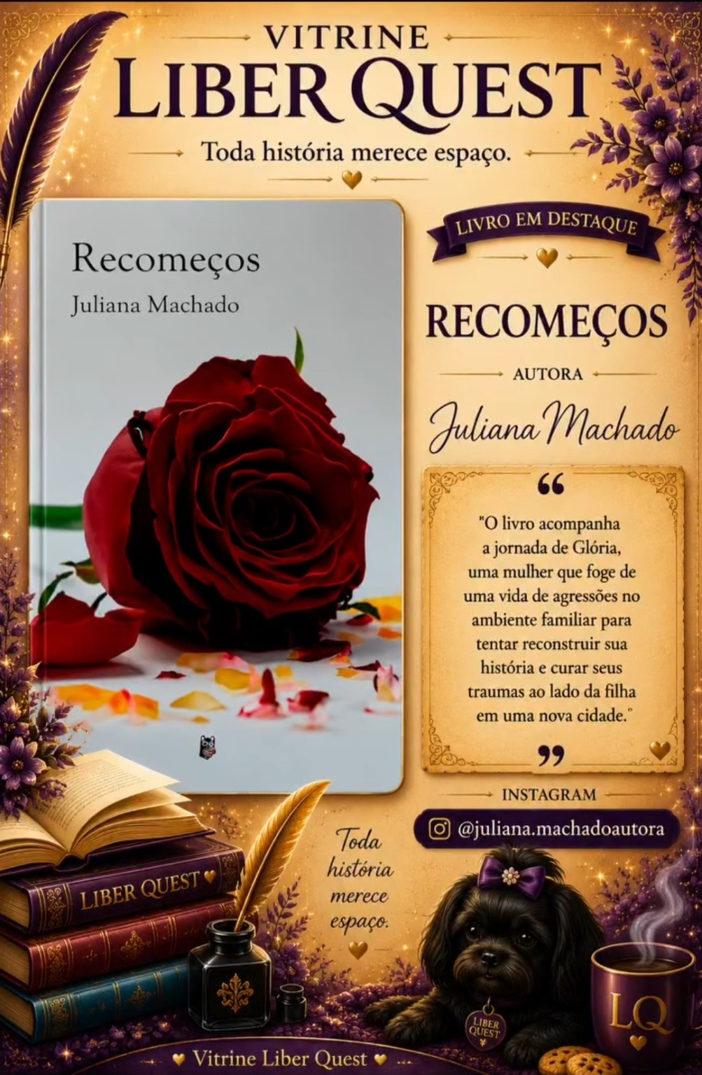 Card da Vitrine Liber Quest para Recomeços, de Juliana Machado