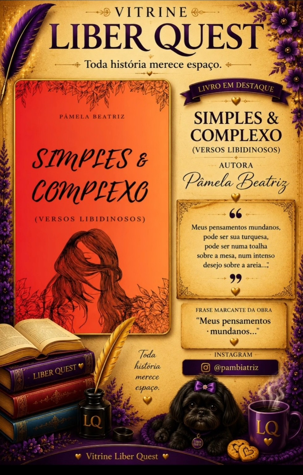 Card da Vitrine Liber Quest para Simples e Complexo Versos Libidinosos, de Pâmela Beatriz