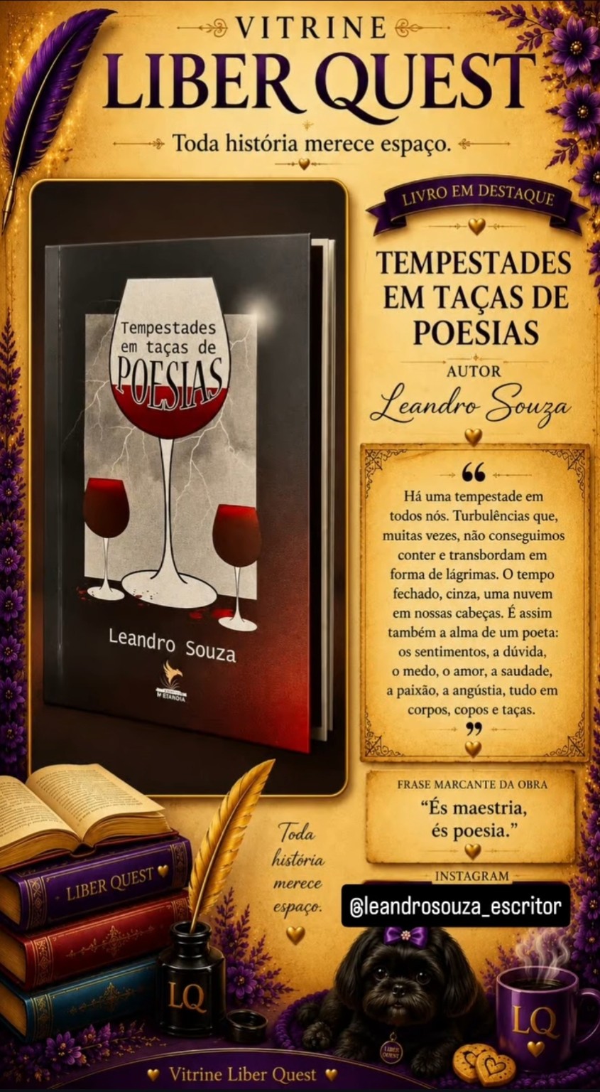 Card da Vitrine Liber Quest para Tempestades em Taças de Poesias, de Leandro Souza